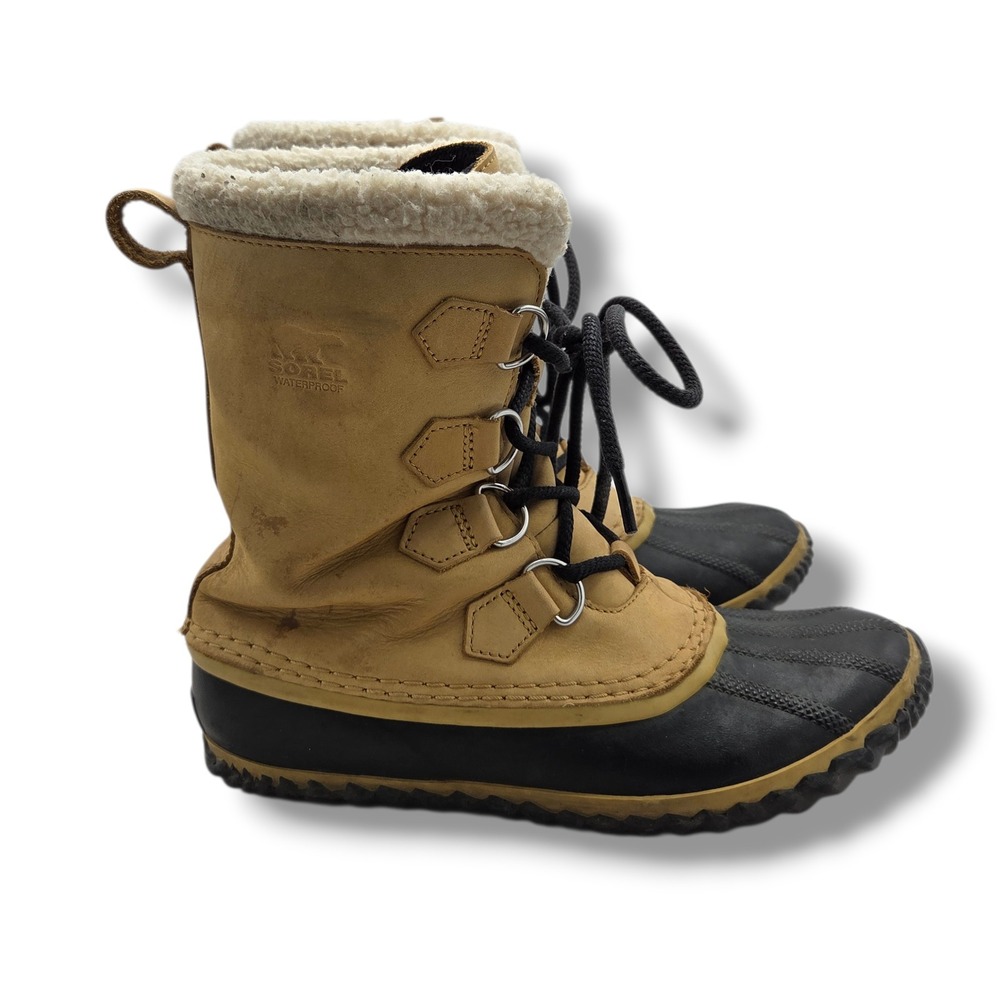 Sorel Caribou Slim Boots Womens 9 Waterproof Nubuck Hiking Winter Snow Mid Calf